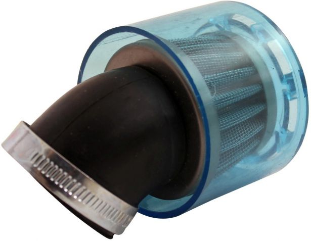Air Filter - 41mm to 43mm, Conical, Waterproof, Angled, Yimatzu Brand, Blue - 60A1372BU - PBC89F1