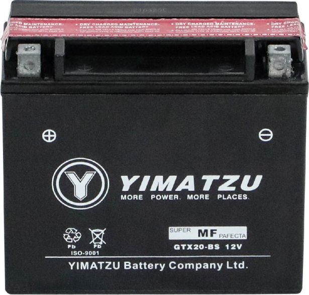 Battery - GTX20-BS Yimatzu, AGM, Maintenance Free - PBCBATMFF1