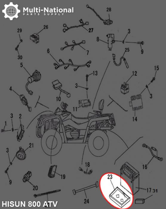 Battery Cushion Rubber - ATV, Hisun, 800cc - 60A8380 - PBC570F1