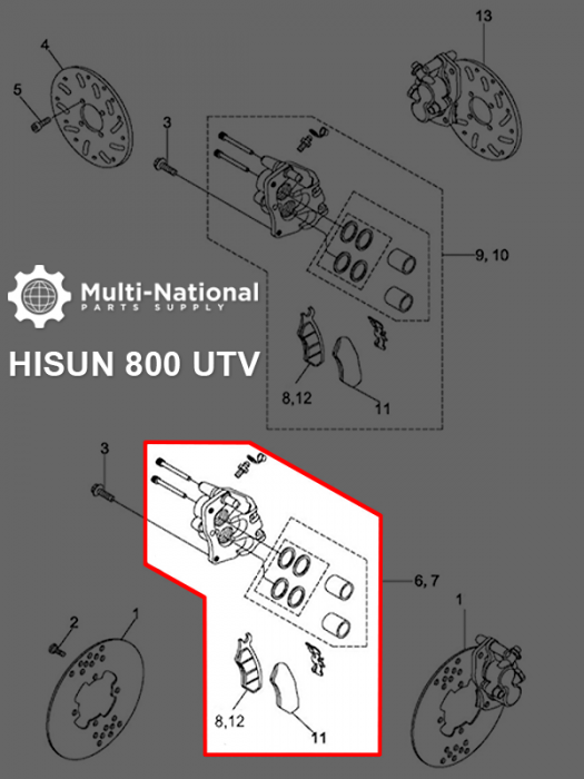 Brake Caliper - UTV, Hisun, 400cc & 800cc, Front Left - 90A7048 - PBC753F1