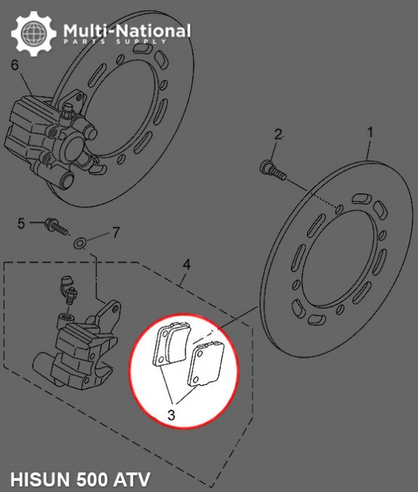 Brake Pads - Ceramic, ATV, Hisun, 400-700cc (1pc) - 90A1250 - PBC813F1