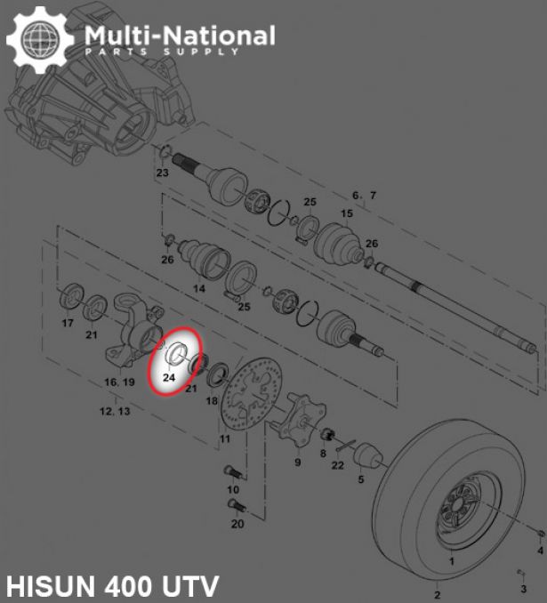 Bushing - 30x38x10.5, 400cc, 500cc, 700cc, 800cc Hisun - BSH303810 - PBC145F1