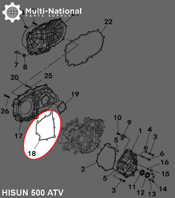 Clutch Cover Gasket - ATV, Hisun, 500-700cc - GSK0052 - PBC2669F1