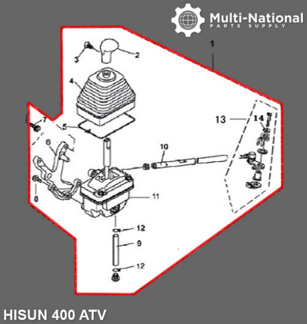 Gear Shift Assembly - ATV, Hisun, 400cc - 70A8440 - PBC3420EF1