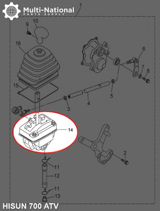 Gearshift Body Assy - ATV, Hisun, 500-700cc - 70A8950 - PBC3031F1