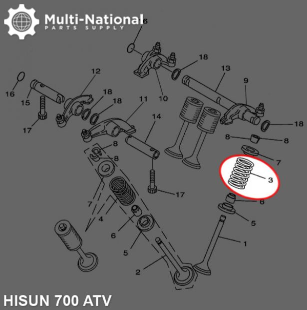 Valve Spring - Intake, ATV, Hisun, 700cc - 20A2170 - PBC1510F1