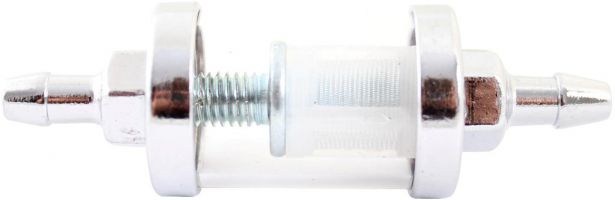 Fuel Filter - Aluminum, CNC, Transparent Fluid Window, Chrome Silver - 20A5250SV - PBC2582F1