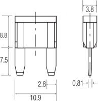 Mini Fuse - 20A, Yellow, Silver-Plated Terminals (10pcs) - 60A9322 - PBC2300F1